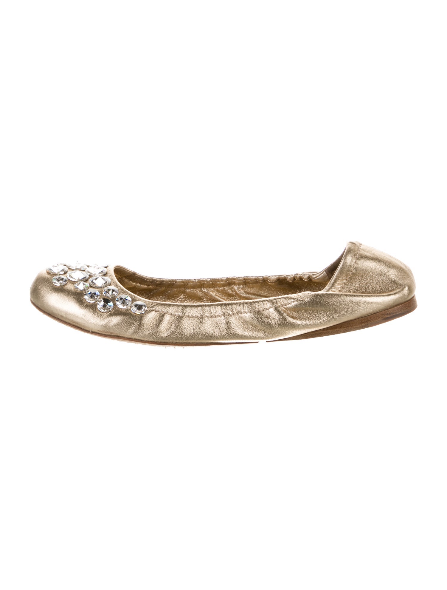 Miu Miu Leather Bow Accents Ballet Flats
